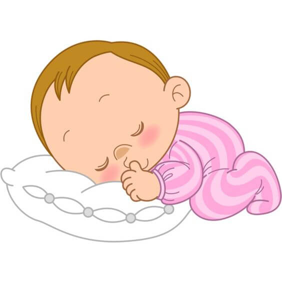 Liebe Mama - Zeichnung schlafendes Baby mit Kissen