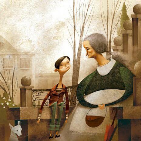 Mein Enkelkind - Zeichnung Oma und Enkel