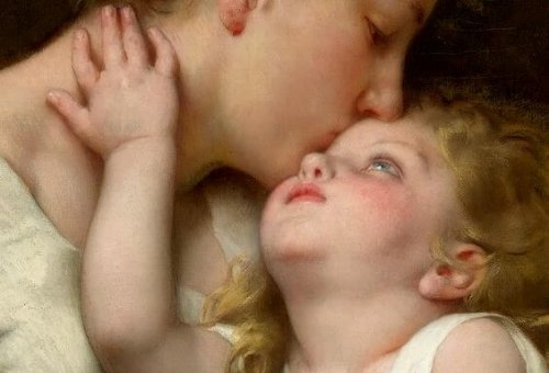 Trösten - Mutter küsst Kind