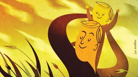 Mein Vater nimmt mich auf die Schultern