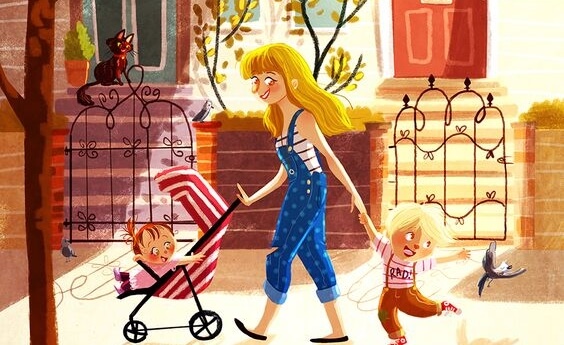 Alleinerziehend - Mutter mit zwei Kindern