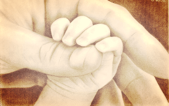 Hand deines Babys nach deinem Finger greift