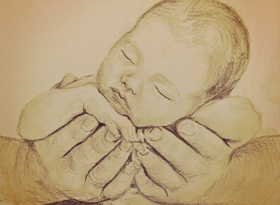 Hand deines Babys nach deinem Finger greift