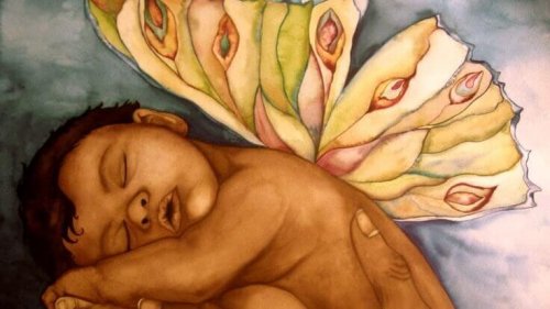 Gemaltes Baby mit Flügeln